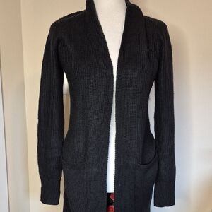 Tahari Charcoal Open Front Cardigan